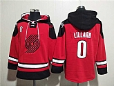 Men's Portland Trail Blazers #0 Damian Lillard Red Lace-Up Pullover Hoodie,baseball caps,new era cap wholesale,wholesale hats